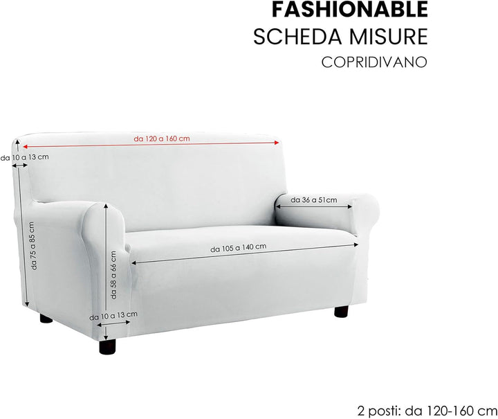 Sogni e capricci CD-FASH-PANNA-2P “Fashionable” Sofa Abdeckung, Creme, 2 Plätze Creme 2 Plätze, Crem