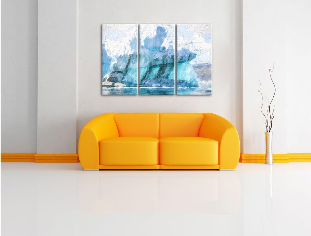 Pixxprint gigantischer Eisberg Kunst Pinsel Effekt 3-Teiler Leinwandbild 120x80 Bild auf Leinwand