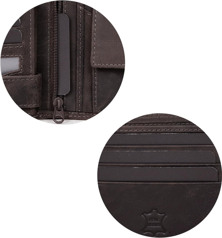 Fa.Volmer ® Leder Geldbörse Herren - extra-stabile Doppelnaht - 9 Fächer für Kreditkarten - Querform