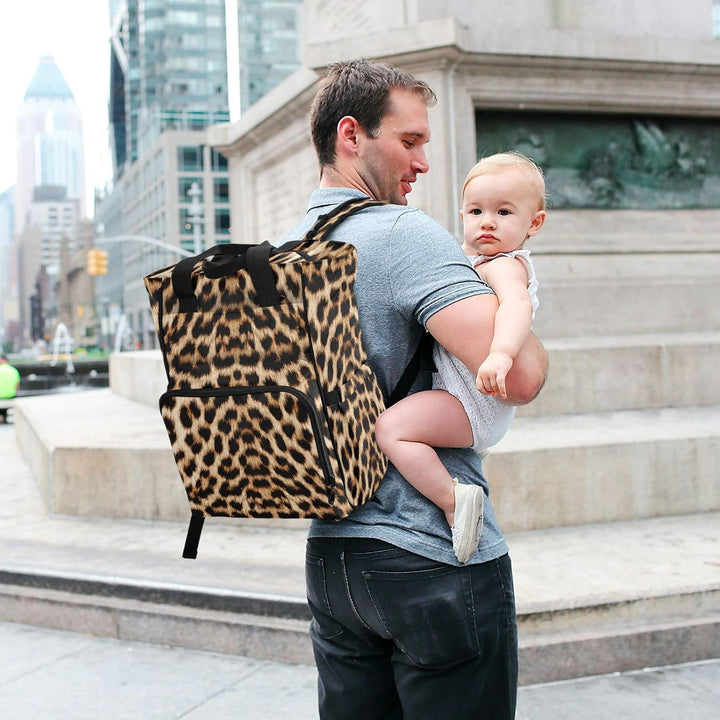 Wickeltasche mit Leopardenmuster, Gepardenmuster, Rucksack für Damen und Herren, grosser Laptop-Ruck