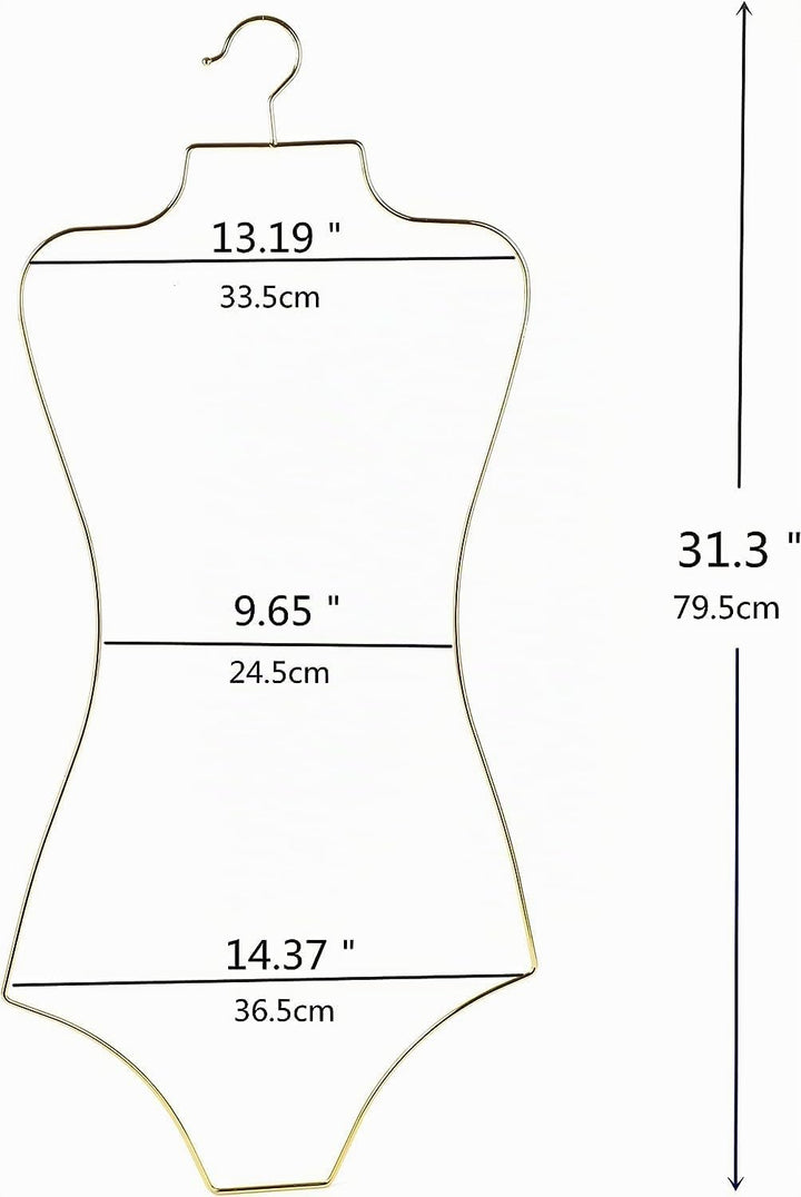 Arekuaei Kleiderbügel, goldfarben, für Dessous, Körperform, Metall, für Bikini, Bademode, 10 Stück