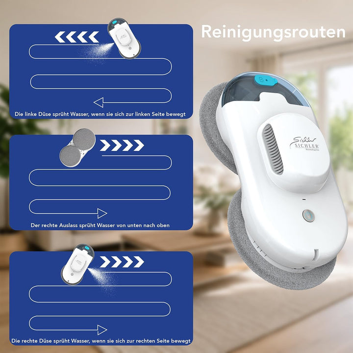 Sichler Haushaltsgeräte Fensterputzer: Fensterputzroboter, Dual-Sprüh-Funktion, Sensoren, Fernbedien