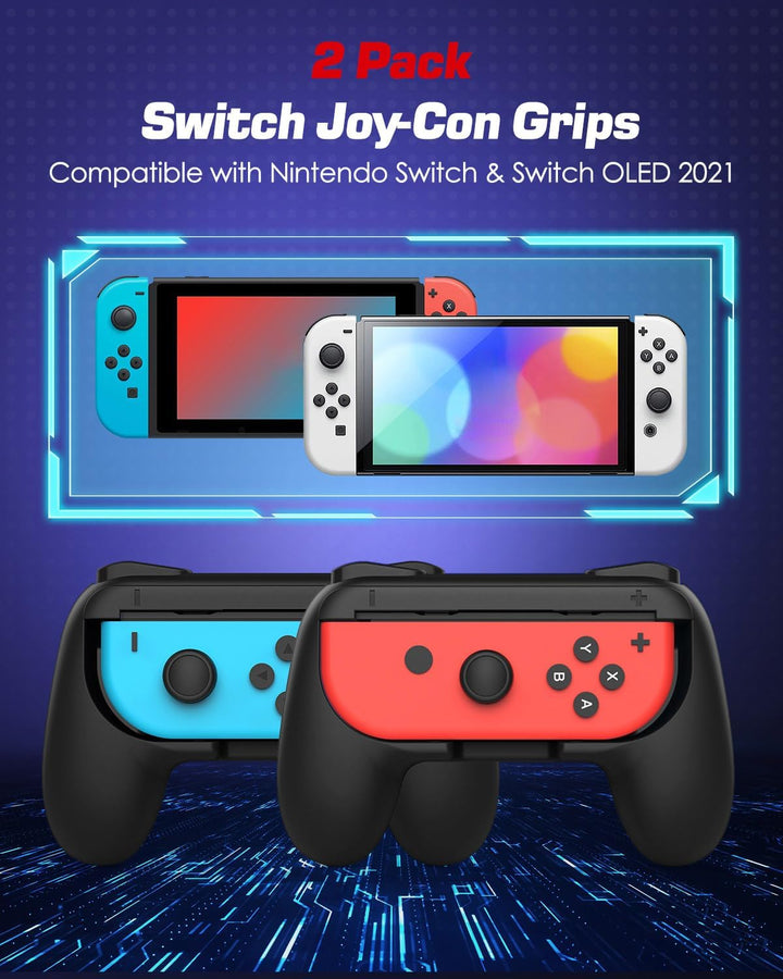 MoKo Switch Joy Con Grip Kompatibel mit Nintendo Switch/Switch OLED Modell, [2 Stück] Griff Halterun