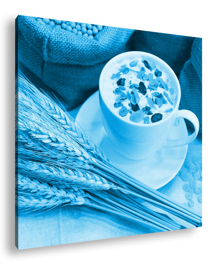 deyoli Getreide Müsli Format: 70x70 Effekt: Monocrome Blau als Leinwandbild, Motiv fertig gerahmt au
