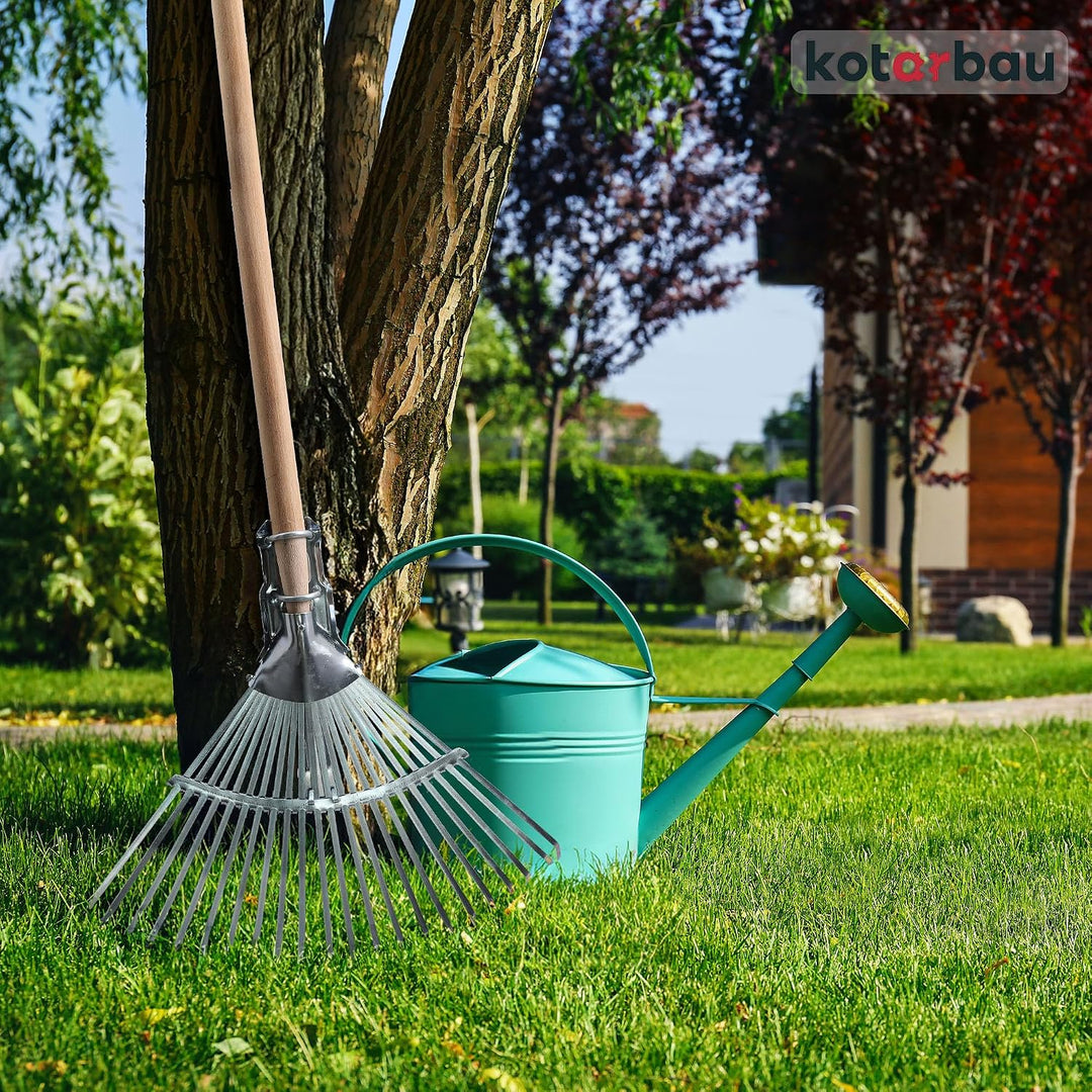 KOTARBAU® Fächerbesen verstellbar - 28-40,5 cm - Laubrechen - Metall Rechen für Gras &amp; Laub - Garten