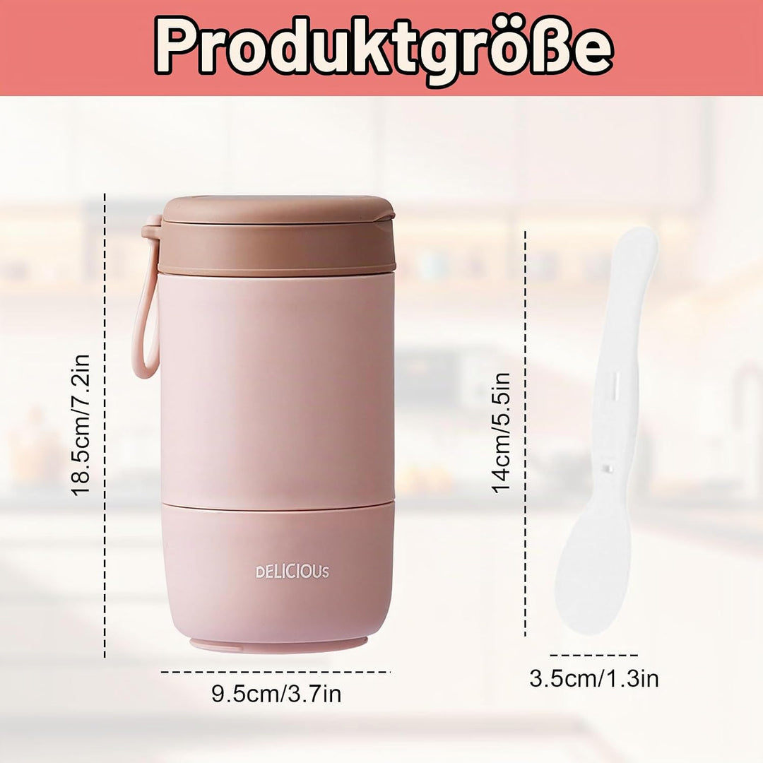 Müslibecher To Go mit Deckel,2 Stk PP-Material Porridge Becher Joghurtbecher to Go mit Löffel, Müsli
