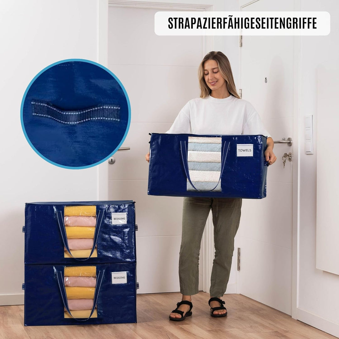 VENO Umzugstaschen 6 Stück Aufbewahrungstasche mit Griffe und Reissverschlüssen, Kleideraufbewahrung