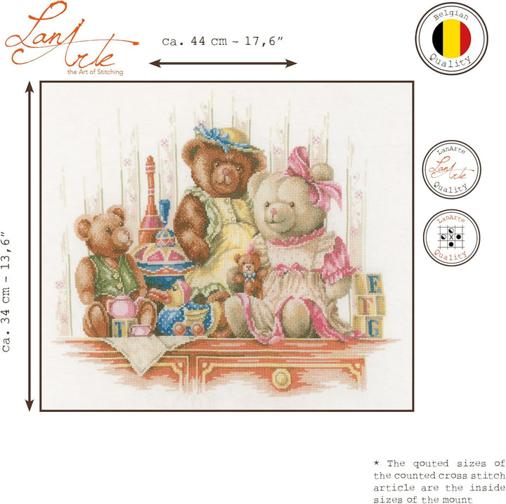Lanarte Zählmusterpackung Spielzeug & Teddy Zählstoff Kreuzstichpackung, Baumwolle, Mehrfarbig, 44.0