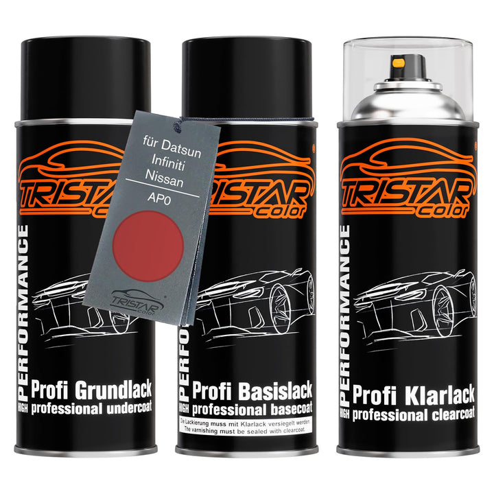 TRISTARcolor Autolack Spraydosen Set für Datsun/Infiniti/Nissan AP0 Medium Red Perl Metallic Grundla