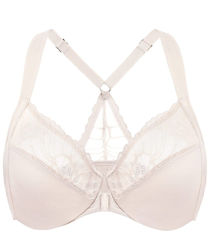 AISILIN BH Damen mit Bügel Vorderverschluss Racerback Spitze ohne Polster Grosse Grössen 75G Rose Wh