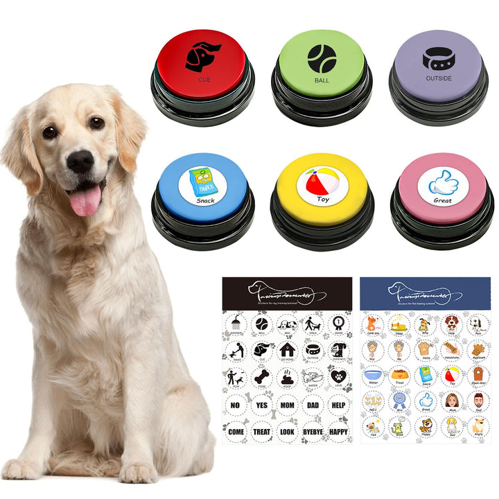 Satz von 6 Farben Hunde Button,Buzzer mit aufnahmefunktion Hunde, Haustier-Trainings,Hundeknopf für