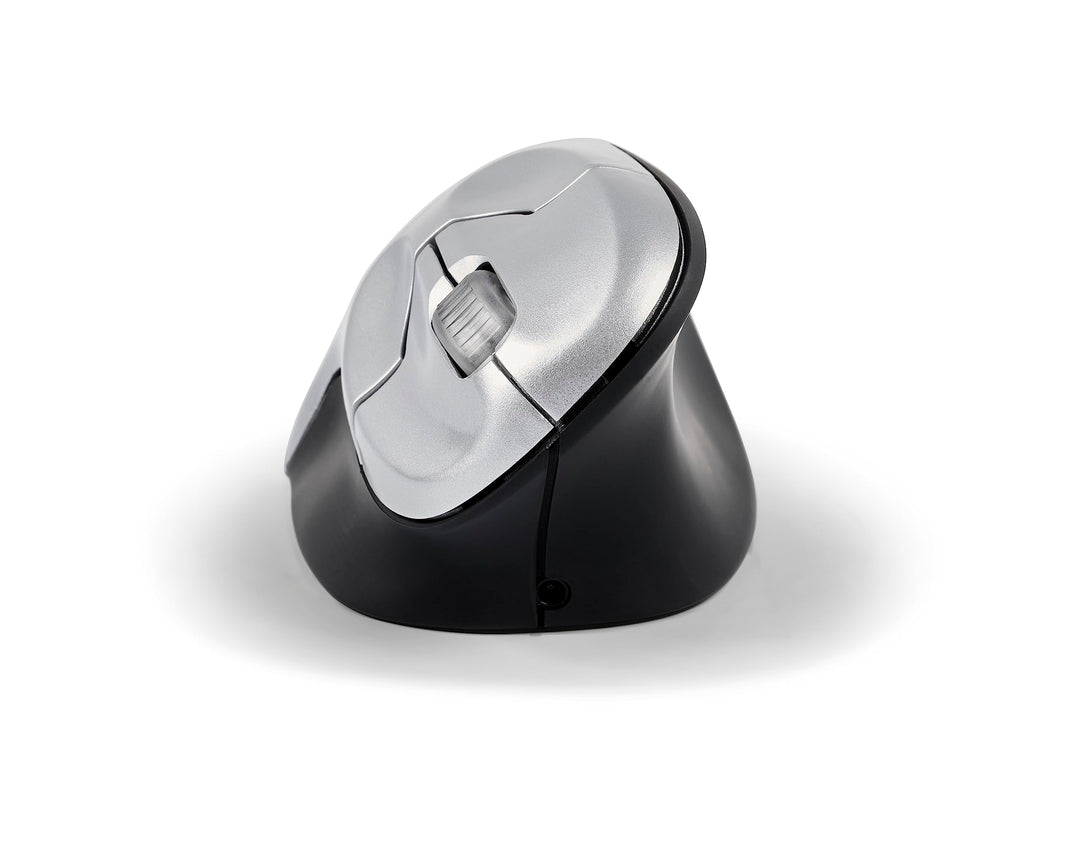 BakkerElkhuizen Grip Mouse Wireless, Ergonomische vertikale Maus, Rechtshänder, Kabellos, Silber/Sch