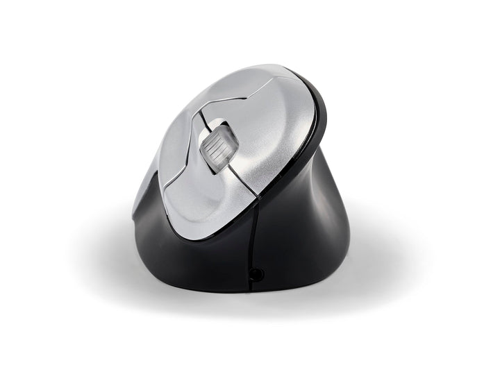 BakkerElkhuizen Grip Mouse Wireless, Ergonomische vertikale Maus, Rechtshänder, Kabellos, Silber/Sch
