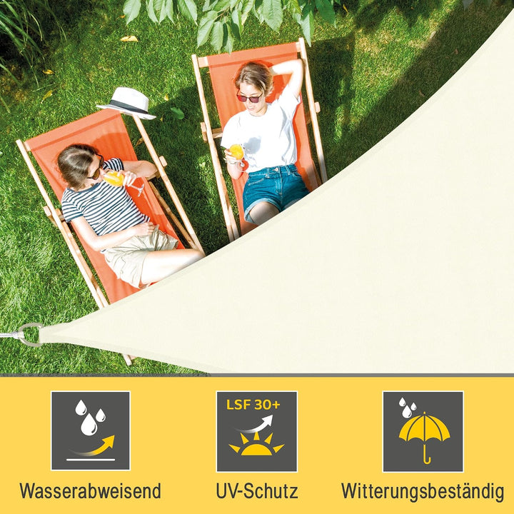Sol Royal Sonnensegel dreieckig wasserdicht für Terrasse Balkon Garten | 7x5x5m Creme UV Sonnenschut