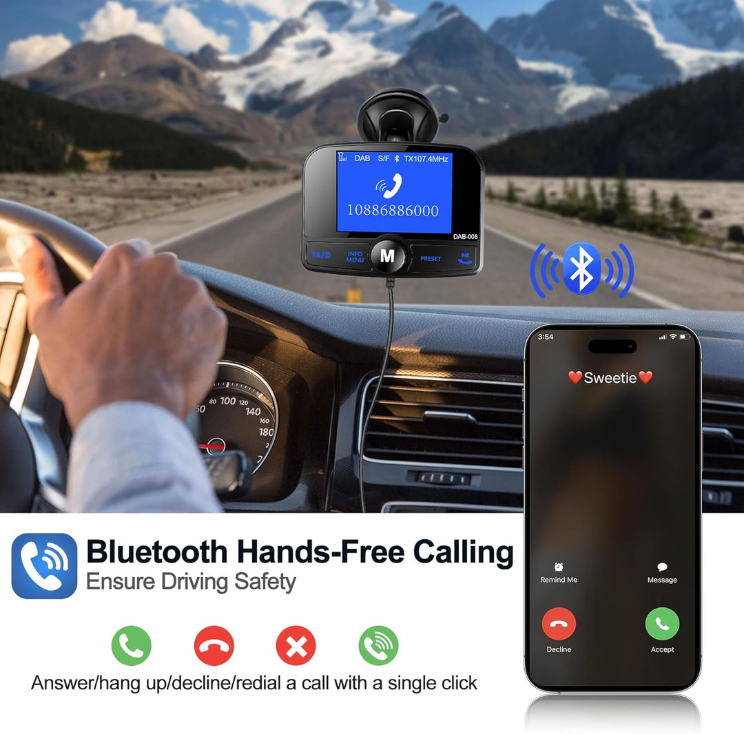 DeeprBetter DAB Adapter für Autoradio, 2.4" DAB Plus Radio Auto FM Transmitter DAB+ Digitales Radio