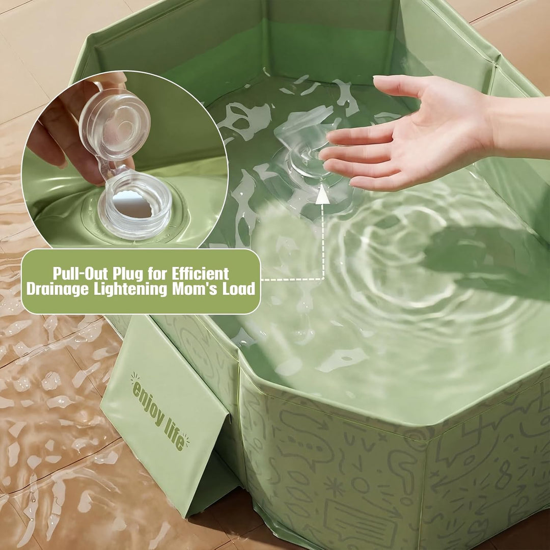 Faltbare Babybadewanne mit Ablaufstopfen, 75 × 45 cm – Platzsparende, rutschfeste Badewanne für Neug