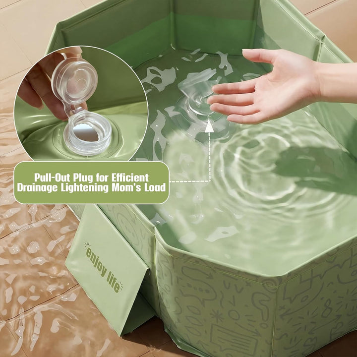 Faltbare Babybadewanne mit Ablaufstopfen, 75 × 45 cm – Platzsparende, rutschfeste Badewanne für Neug