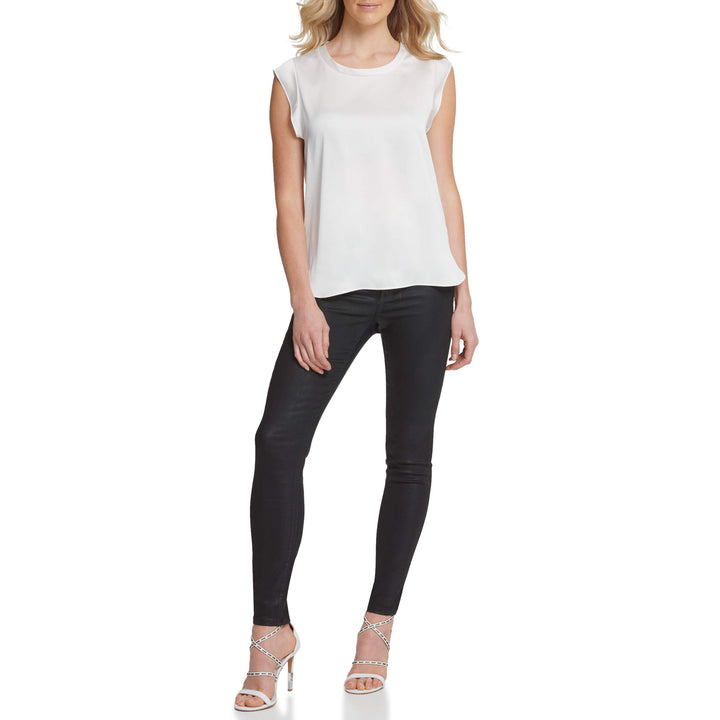 DKNY Damen Foundation Flutter Sleeve Woven Top Foundation Flutter Sleeve Woven Top M Ivy - Ivory, M