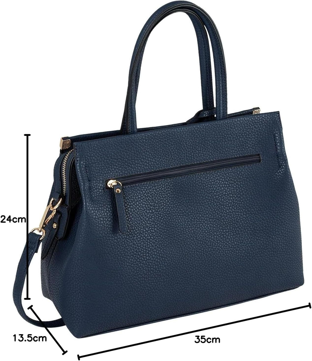 Gabor bags Gela Damen Shopper Umhängetasche Reissverschluss Beige 35 x 13,5 x 24 Dark Blue, 35 x 13,