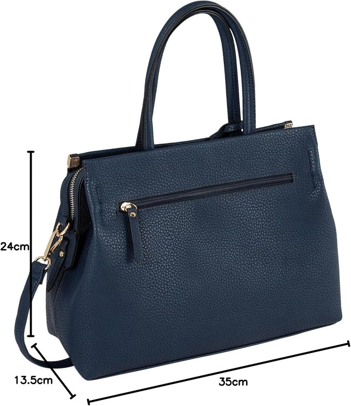 Gabor bags Gela Damen Shopper Umhängetasche Reissverschluss Beige 35 x 13,5 x 24 Dark Blue, 35 x 13,