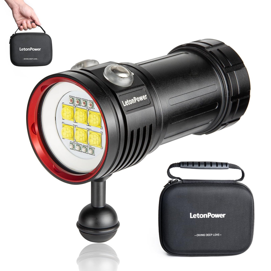 Tauchlampe,LetonPower L24 12000Lumens taschenlampe tauchen,Unterwasser 100m tauchlampe,unterwasser t