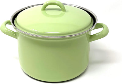 Riess 0508-031, Kochtopfset, Family Emailset 5teilig, GREEN, Farbe hellgrün, Fleischtopf mit Deckel