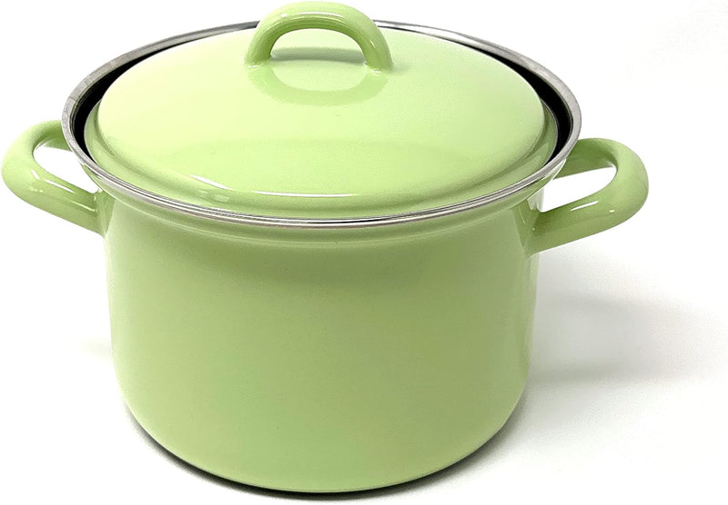 Riess 0508-031, Kochtopfset, Family Emailset 5teilig, GREEN, Farbe hellgrün, Fleischtopf mit Deckel