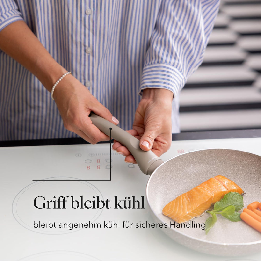 FLORINA - Bratpfanne aus Aluminium SANDY ORGANIC I 24 cm Durchmesser I Pfanne Induktion I Antihaftbe