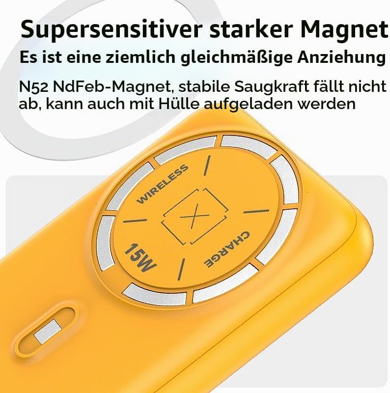 KONFULON Powerbank für Magsafe 10000mAh, 15W Qi Wireless &amp; 22.5W USB-C Fast Charging, Ultra-Kompakt