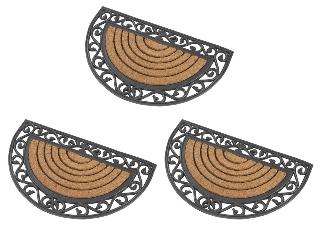 Kai Wiechmann Premium Fussmatte Gummi und Kokos halbrund 3er Set 76 x 46 cm 3-Pack Semicircular, 3-P