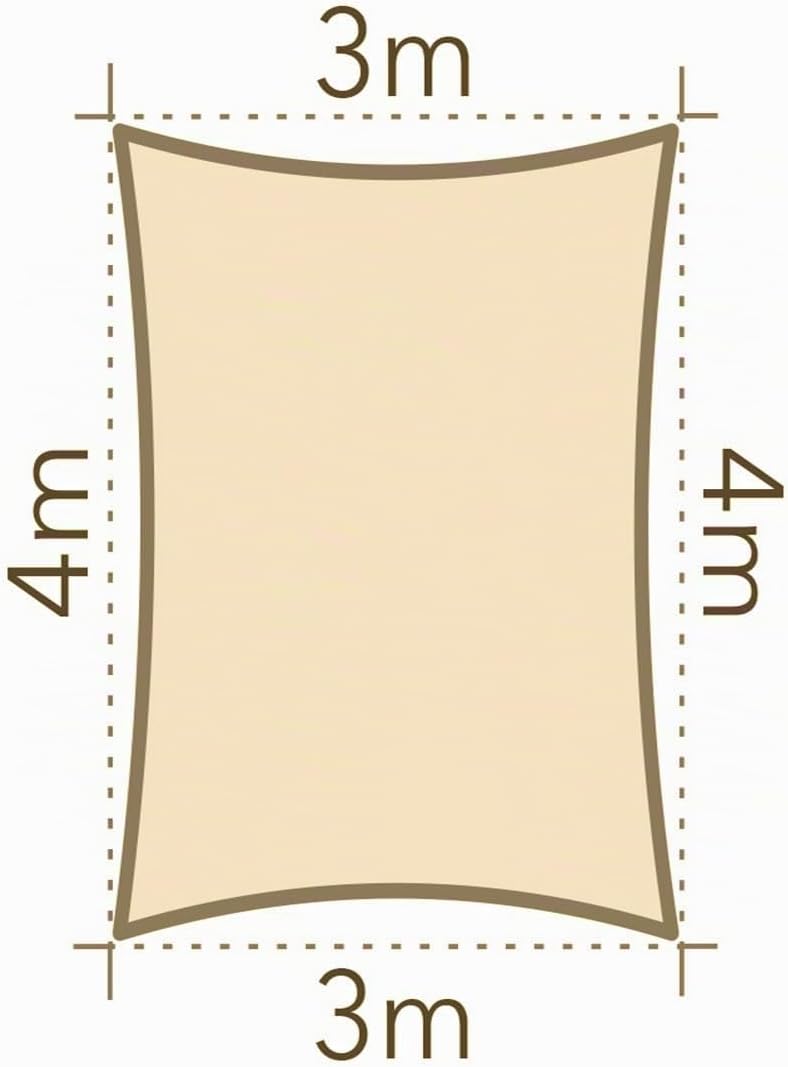 Sonnensegel luftdurchlässig 3x4m rechteckig Sonnenschutz HDPE - Cream Cream 3x4m rechteckig HDPE, Cr