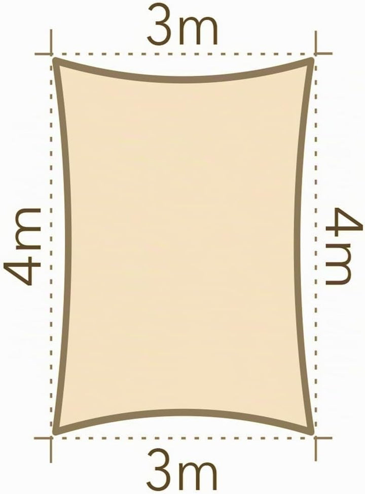 Sonnensegel luftdurchlässig 3x4m rechteckig Sonnenschutz HDPE - Cream Cream 3x4m rechteckig HDPE, Cr