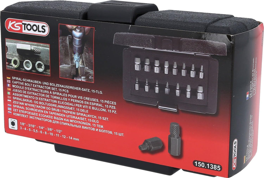 KS Tools 150.1385 Spiral-Schrauben- und Bolzenausdreher-Satz, 15-tlg. 15 pcs, 15 pcs