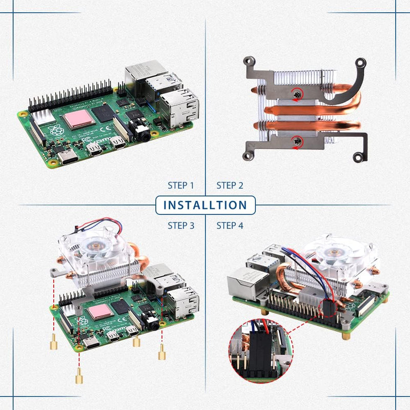 GeeekPi Raspberry Pi 4 Aluminiumgehäuse mit Ice Tower Kühler, Raspberry Pi 4 Gehäuse mit 4010 ultral