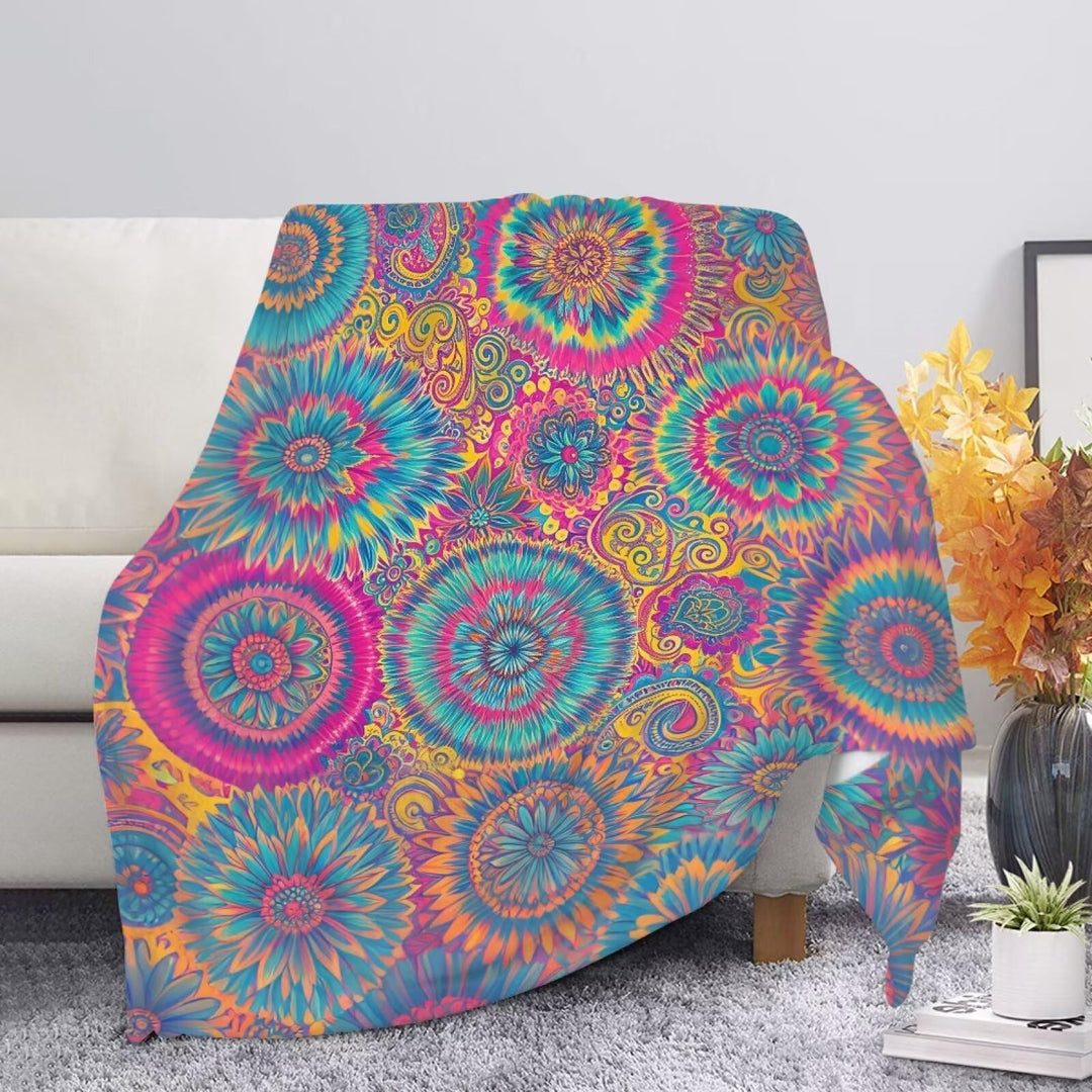 Kuiaobaty Boho-Mandala-Blumen-Fleece-Decke, Bettwäsche, King-Size-Grösse, ethnisches Mandala, Batikf