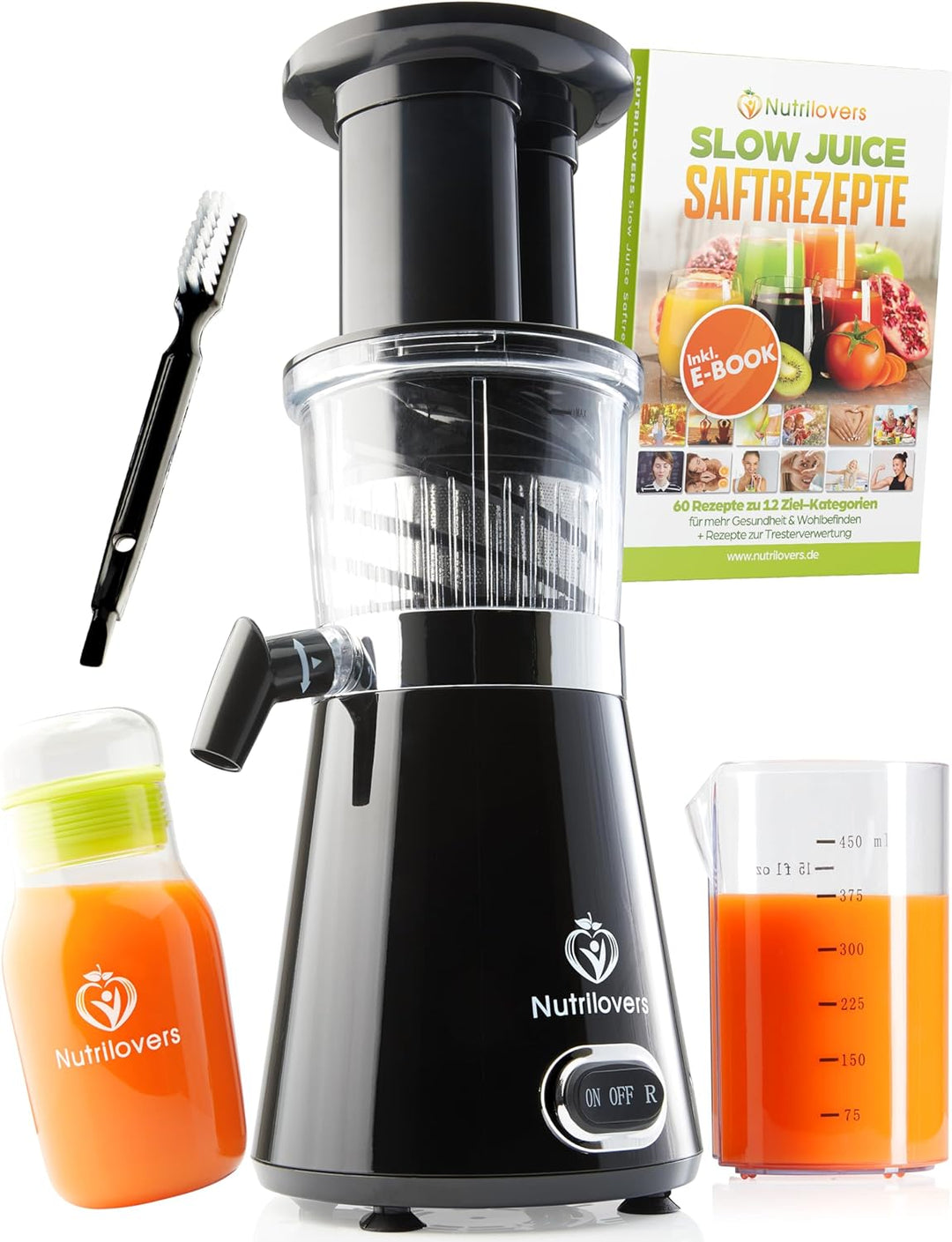 NUTRI-PRESS Slow Juicer Entsafter - BPA-frei | Elektrische Obst & Gemüse Saftpresse | BPA-Frei | Ger