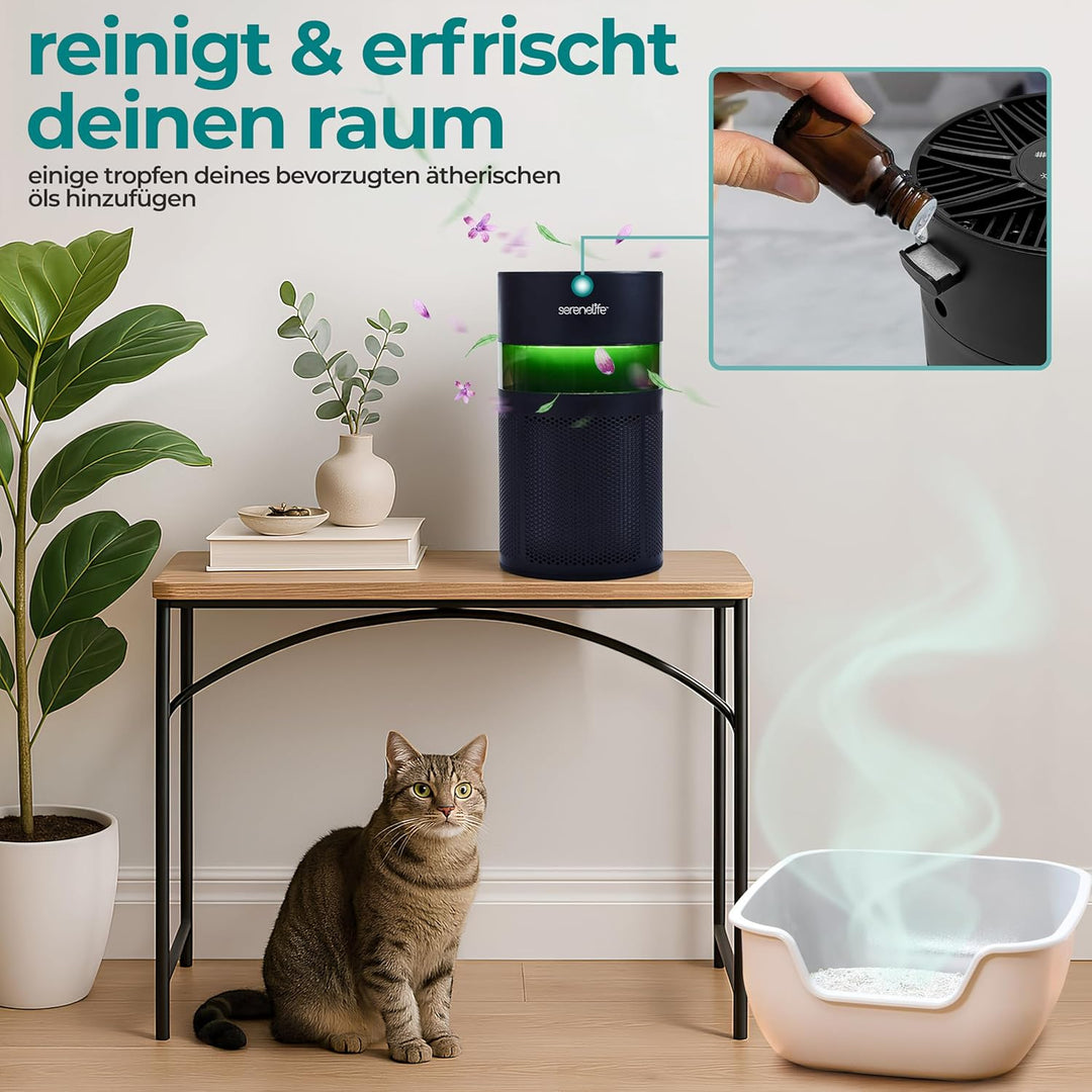SereneLife Luftreiniger- HEPA 13 Filter für Zuhause, Luftfilter Allergiker mit Aromatherapy- gegen 9