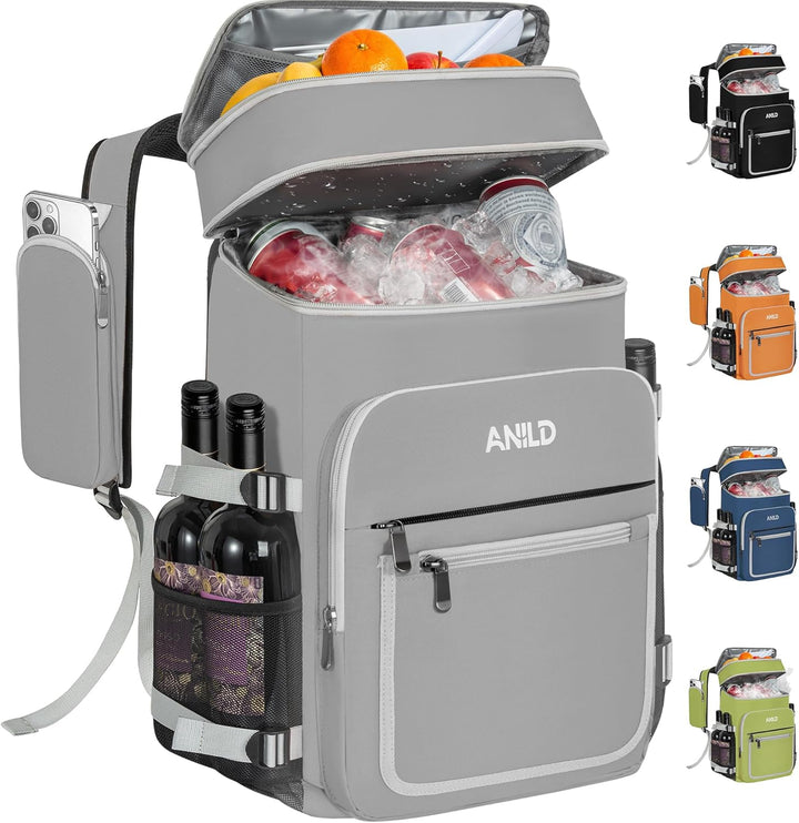 40 Dosen Isolierter Kühlrucksack 30L, Thermo Rucksack Gross, Auslaufsichere wasserdichte Picknickruc