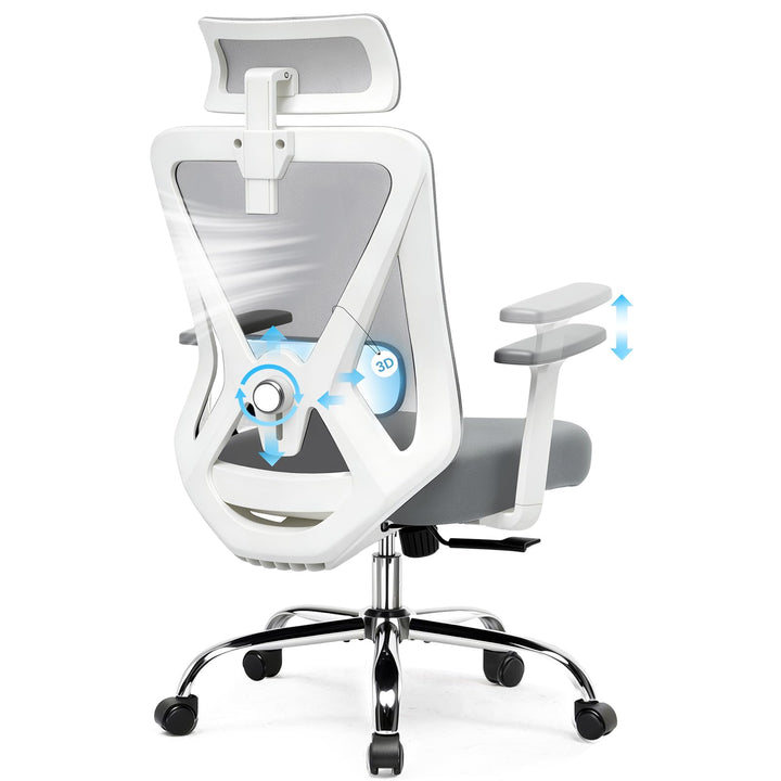 GTPLAYER Bürostuhl Ergonomisch [TESTSIEGER], Schreibtischstuhl mit 3D-Lendenwirbelstütze, Verstellba