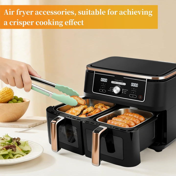 Airfryer Zubehör Set, Edelstahl 304 Auflaufform & Grillroste für Ninja AF400EU, AF451EU, AF500EU, DZ