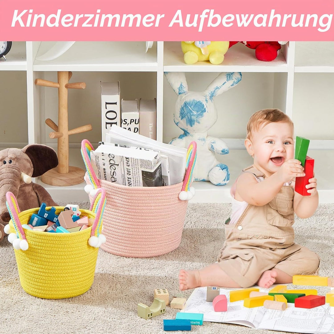 3 Pcs kleine Aufbewahrungskörbe, gewebte Körbe, Hamper Körbe für Geschenke leer, Spielzeugkorb, Seil