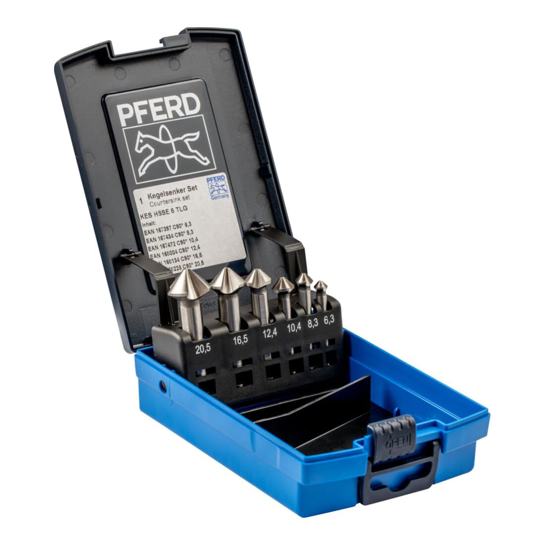 PFERD HSS-E Co5 Kegel-/Entgratsenker-Set, 6-tlg. | 90°, Ø 6,3-20,5 mm, DIN 335 C | 25202157 - zum Ve