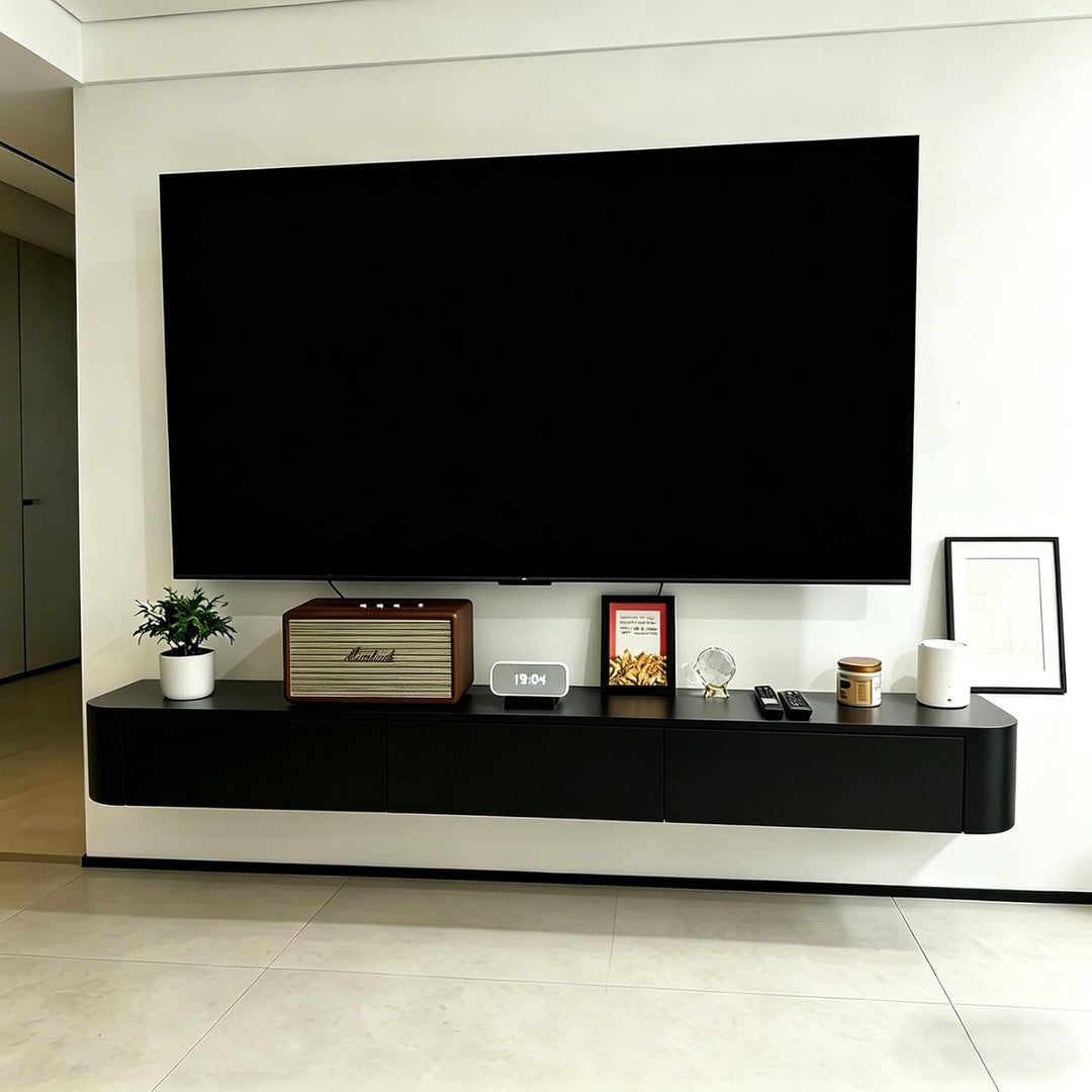 An der Wand befestigte TV-Konsole, Sich hin- und herbewegender TV-Ständer mit Schubladen und Tür, Me