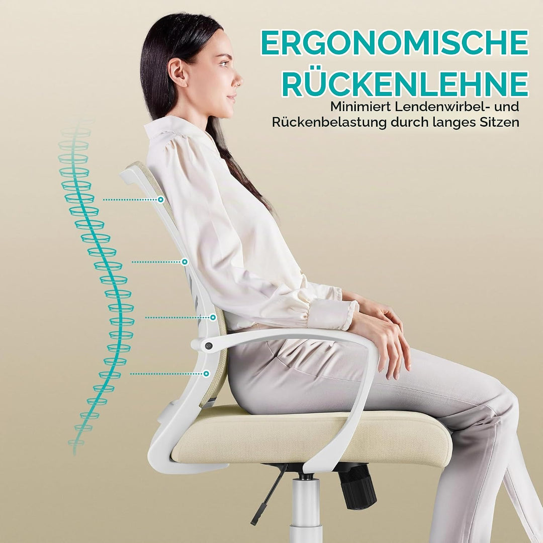 Yaheetech Bürostuhl Ergonomisch Schreibtischstuhl mit Schaukelfunktion Drehstuhl mit Gepolstertem Si