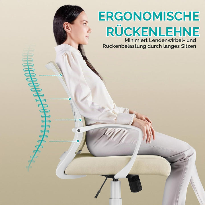 Yaheetech Bürostuhl Ergonomisch Schreibtischstuhl mit Schaukelfunktion Drehstuhl mit Gepolstertem Si