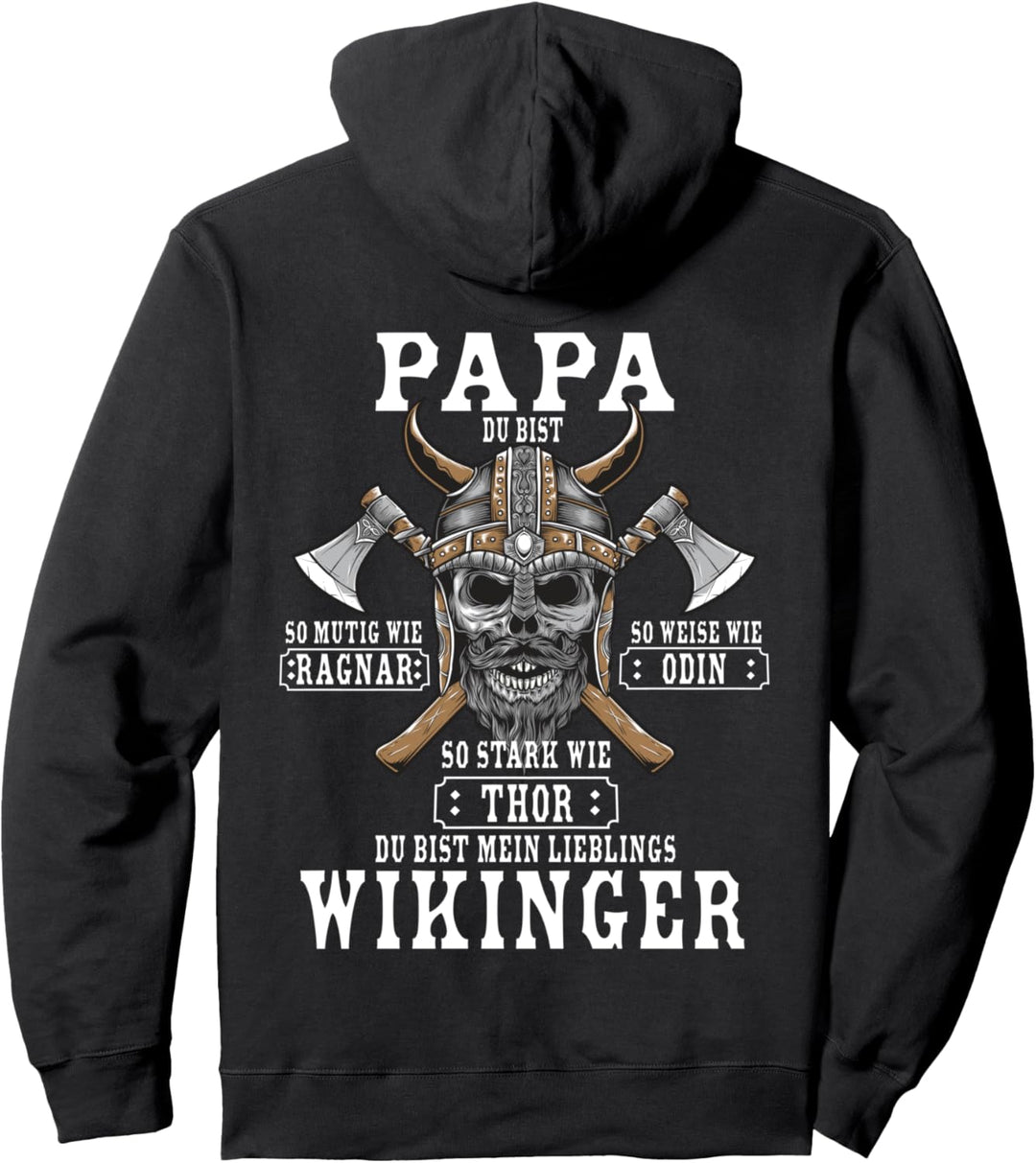 Wikinger Papa - Retro Viking Vater Spruch (Rückendruck) Pullover Hoodie