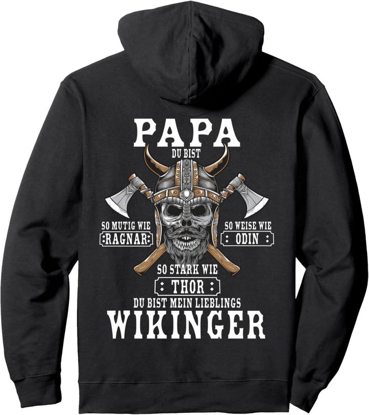 Wikinger Papa - Retro Viking Vater Spruch (Rückendruck) Pullover Hoodie