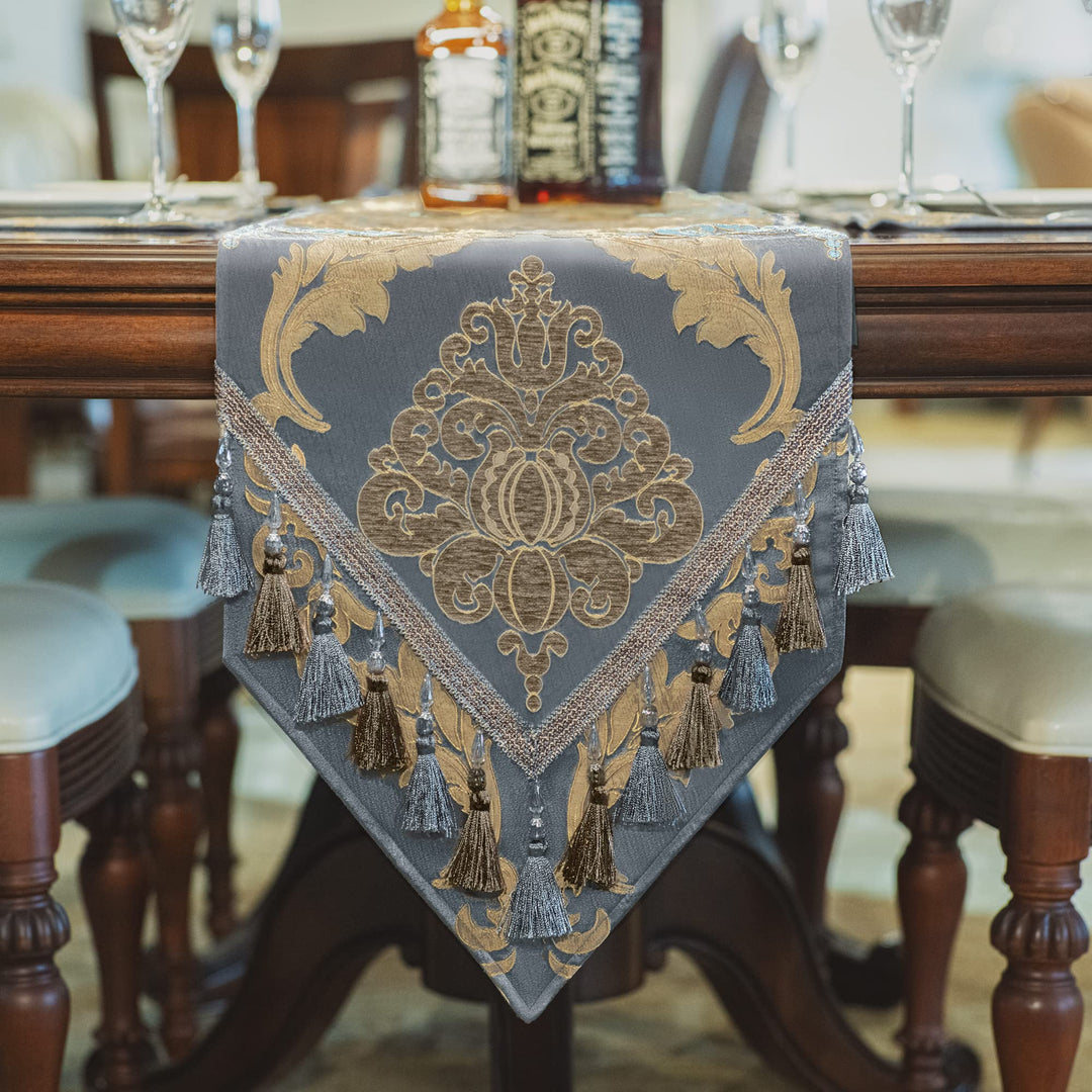 Tischläufer mit Quasten, Jacquard Tischdecke für Esstisch Urlaub Party Wohnzimmer Dekoration (33x228