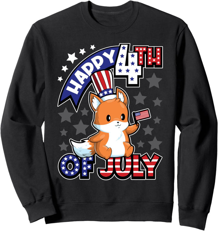 Happy Fourth Of Juli - Patriotische Tiere - Fuchs mit USA-Flagge Sweatshirt