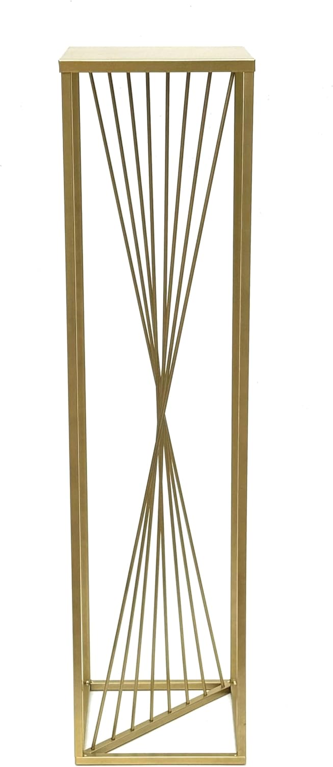DanDiBo Blumenhocker Metall Gold Eckig 100 cm Blumenständer Beistelltisch 96567 Blumensäule Design M